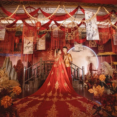 New Style Chinese Bride Wedding Cloak with Train