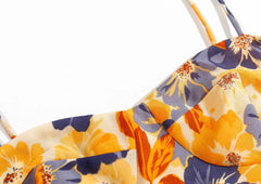 H464 Summer Vintage Floral Dress with Side Slit