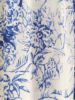 Elegant Women's Blue Floral Cotton Ruffle Skirt
