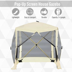 Pop Up Camping Canopy Gazebo Tent 7x7FT Beige