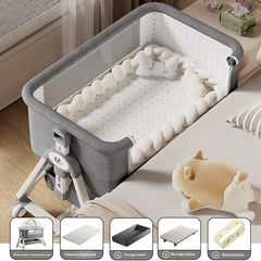 Portable Foldable Baby Cradle Bed with Wheels